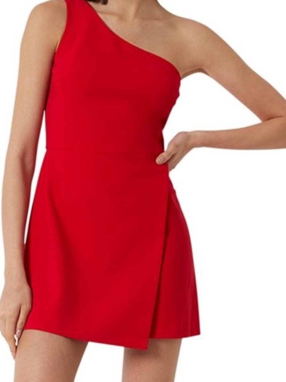 French Connection Whisper One Shoulder Red Dress